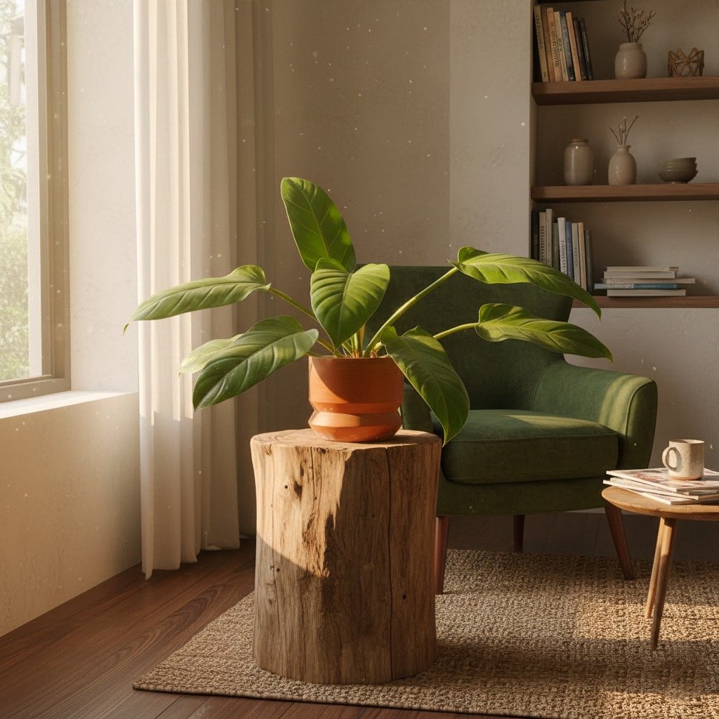 Philodenron in handcrafted studio ceramic pot.